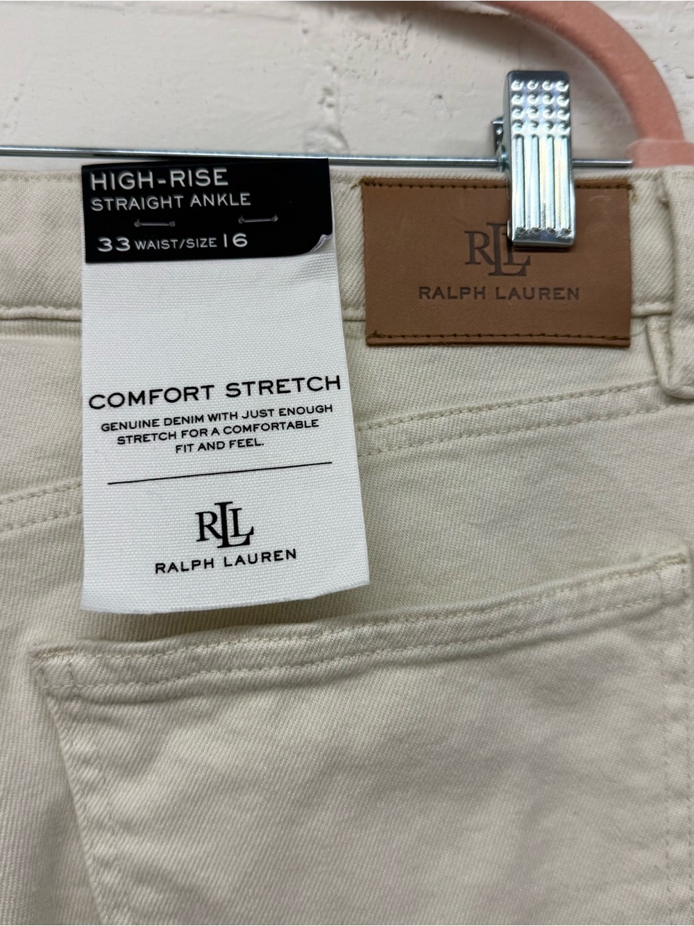 NWT Lauren Ralph Lauren High-Rise Straight Ankle Jean White Wash Size 16 - Picture 7 of 9